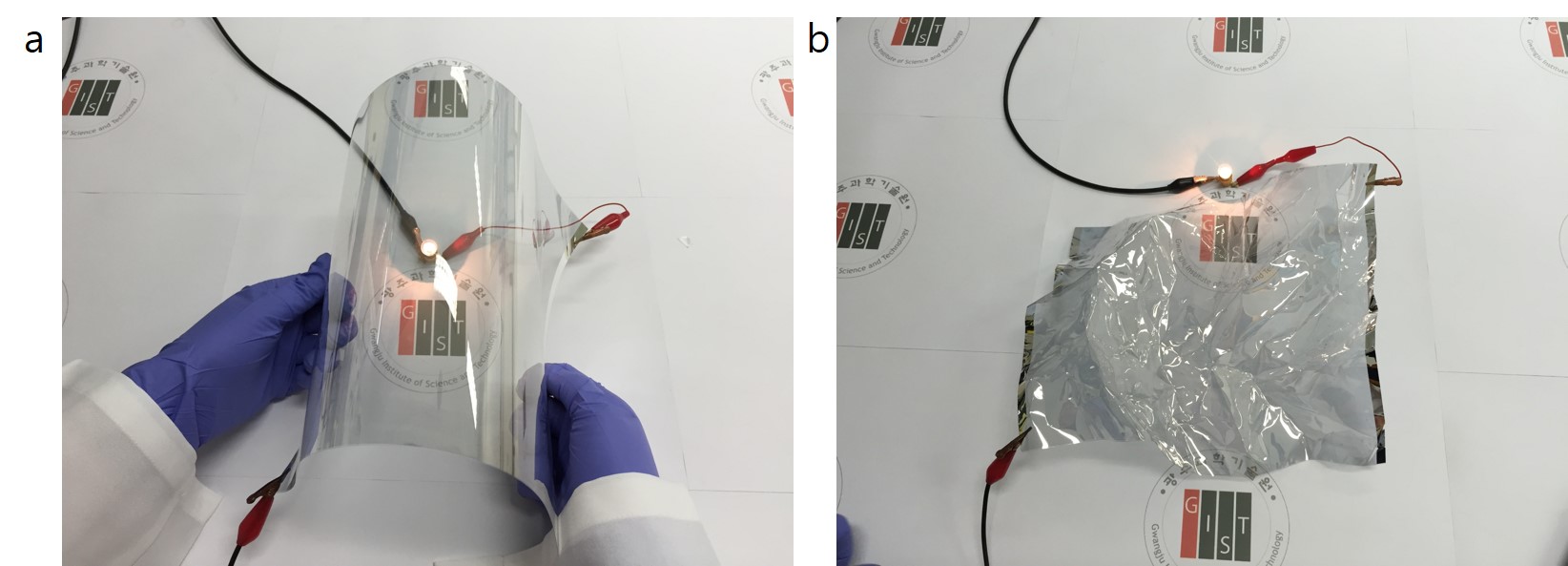 [보도자료] 이광희 교수팀, 접고 구겨도 문제없이 작동하는 완벽한 유연 투명전극 개발 이미지